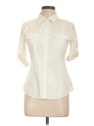 Pre-owned Theory 3/4 Sleeve Button Down Shirt In Ivory