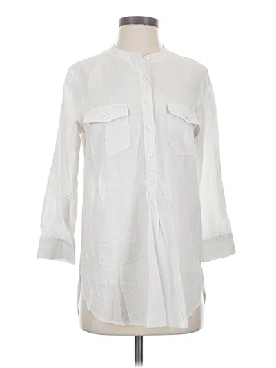 Pre-owned Theory 3/4 Sleeve Button Down Shirt In Ivory