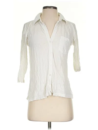 Pre-owned Theory 3/4 Sleeve Button Down Shirt In Ivory