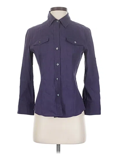 Pre-owned Theory 3/4 Sleeve Button Down Shirt In Purple