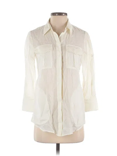 Pre-owned Theory 3/4 Sleeve Button Down Shirt In White