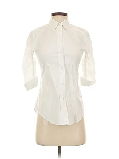 Pre-owned Theory 3/4 Sleeve Button Down Shirt In White