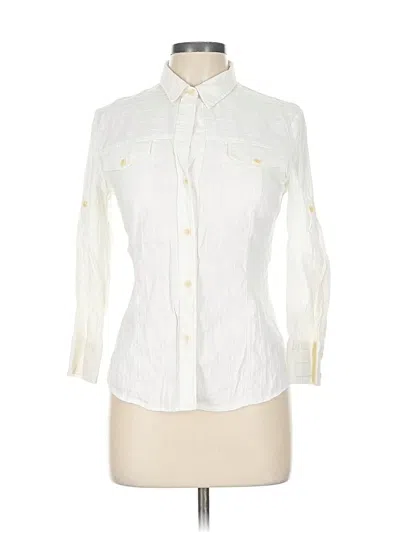 Pre-owned Theory 3/4 Sleeve Button Down Shirt In White