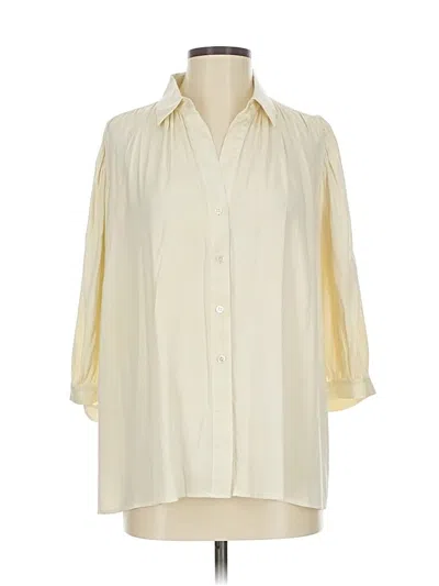Pre-owned Theory 3/4 Sleeve Button Down Shirt In White