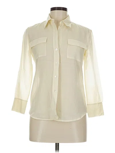 Pre-owned Theory 3/4 Sleeve Button Down Shirt In White