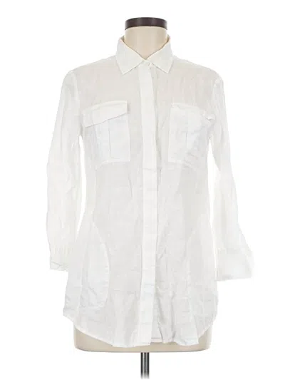 Pre-owned Theory 3/4 Sleeve Button Down Shirt In White