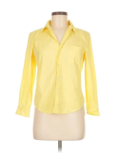 Pre-owned Theory 3/4 Sleeve Button Down Shirt In Yellow