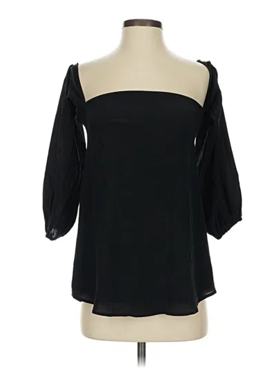 Pre-owned Theory 3/4 Sleeve Silk Top Black Off The Shoulder Neckline Tops