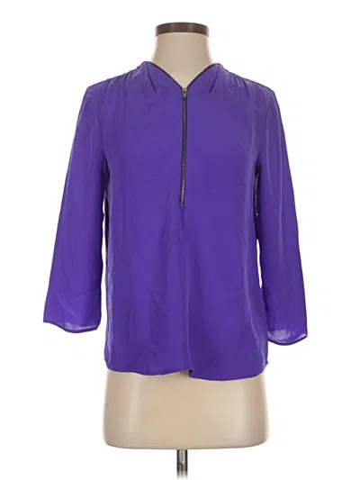Pre-owned Theory 3/4 Sleeve Silk Top Purple Open Neckline Tops