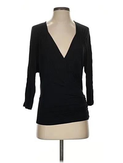 Pre-owned Theory 3/4 Sleeve Top Black Plunge Neckline Tops