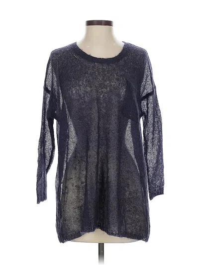 Pre-owned Theory 3/4 Sleeve Top Blue Crew Neck Tops