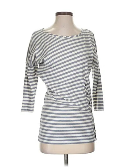 Pre-owned Theory 3/4 Sleeve Top Gray Boatneck Tops