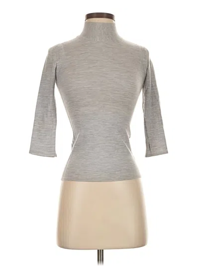 Pre-owned Theory 3/4 Sleeve Top Gray Turtleneck Tops