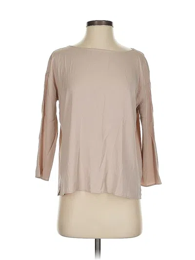 Pre-owned Theory 3/4 Sleeve Top Tan Boatneck Tops In Brown