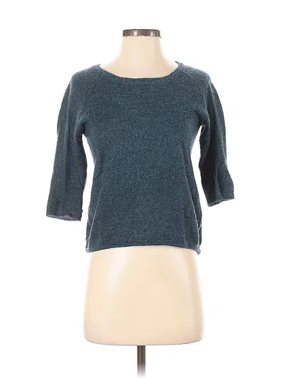 Pre-owned Theory 3/4 Sleeve Top Teal Boatneck Tops In Blue