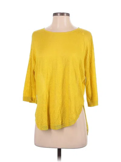 Pre-owned Theory 3/4 Sleeve Top Yellow Scoop Neck Tops