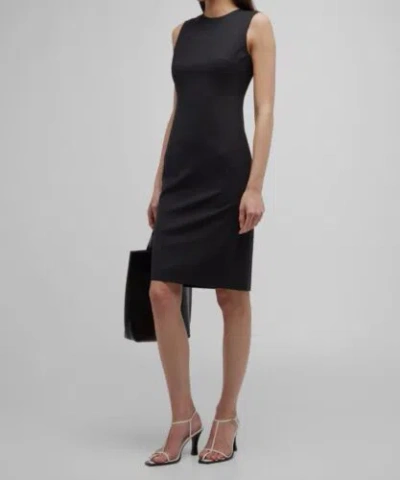 Pre-owned Theory $345  Women's Black Wool Sleeveless Jewel Neck Eano Sheath Dress Size 00
