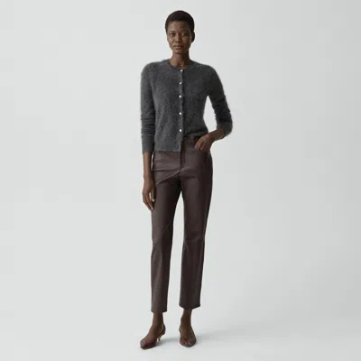 Theory 5-pocket Pant In Glossed Leather In Brown