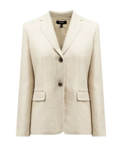 Theory A Blazer With A Missing Corner Lapel In Nude