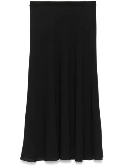 Theory A-line Black Silk Skirt With Elasticated Waist
