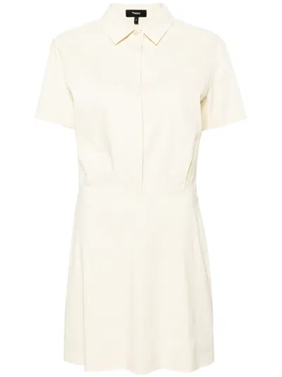 Theory A-line Button-up Minidress In Neutrals