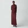 Theory A-line Maxi Skirt In Satin In Burgundy