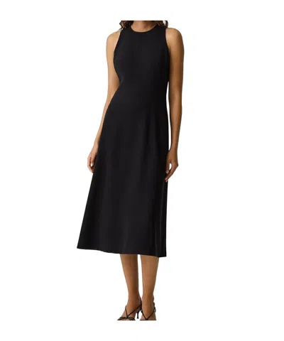 Theory A-line Midi Dress In Admiral Crepe In Black