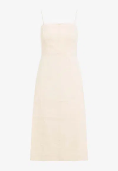 Theory A-line Midi Dress In Linen Blend In Neutral