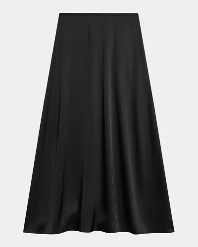 Theory A-line Satin Maxi Skirt In Black