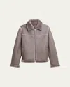 Theory Shearling Jacket In Iron Grey