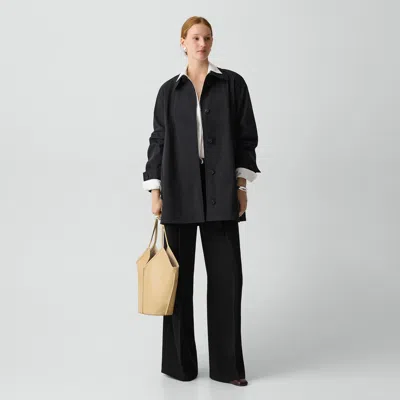 Theory A-line Trench Coat In Sleek Cotton In Black