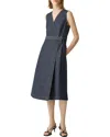 Theory Sleeveless Belted Chambray Wrap Dress In Black