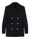 Theory Baltic Blue Recycled Wool Peacoat In Black