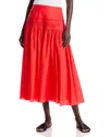 Theory Accordion Maxi Skirt In Cotton-blend In Red