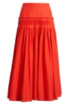 Theory Accordion Maxi Skirt In Cotton-blend In Red