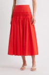 Theory Accordion Maxi Skirt In Cotton-blend In Red