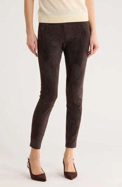 Theory Adbelle High Waist Crop Suede Pants In Brown