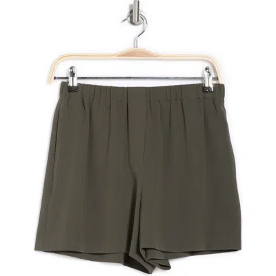 Theory Admiral Crepe Boxer Shorts In Dark Olive - F5j