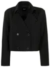 Theory Crop Double Breasted Jacket Black In Black