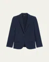 Theory Admiral Crepe One-button Staple Blazer In Blue