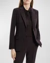 Theory Admiral Crepe One-button Staple Blazer In Brown