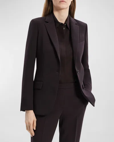 Theory Admiral Crepe One-button Staple Blazer In Brown