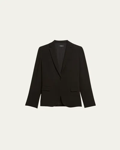 Theory Admiral Crepe One-button Staple Blazer In Black