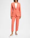 Theory Admiral Crepe One-button Staple Blazer In Sienna
