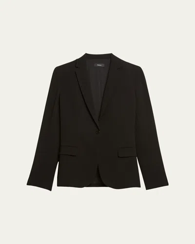 Theory Admiral Crepe One-button Staple Blazer In Black