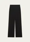 Theory High-waist Straight-leg Pant In Good Wool In Black