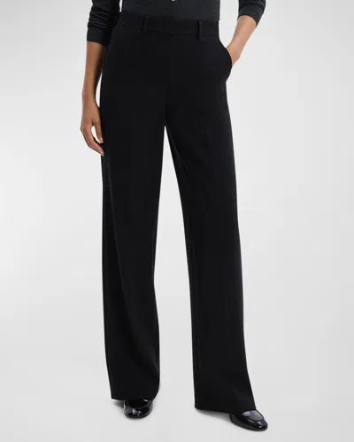 Theory Admiral Crepe Relaxed Straight-leg Pants In Black