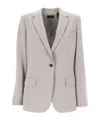 Theory Admiral Crepe One-button Staple Blazer In Gray