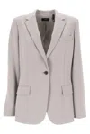 Theory Admiral Crepe One-button Staple Blazer In Grey