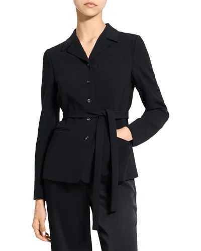 Theory Admiral Crepe Tie Waist Jacket In Black